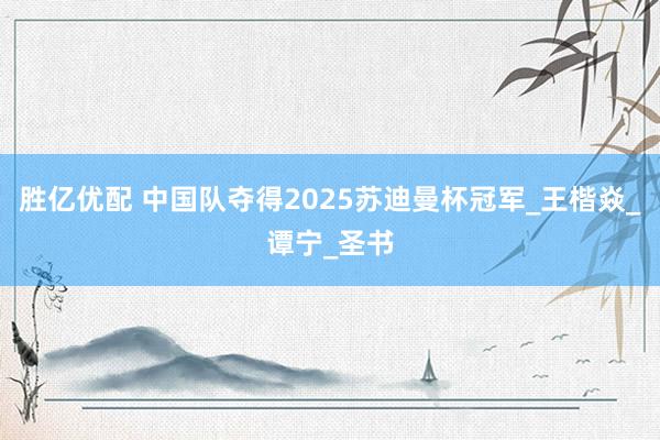 胜亿优配 中国队夺得2025苏迪曼杯冠军_王楷焱_谭宁_圣书