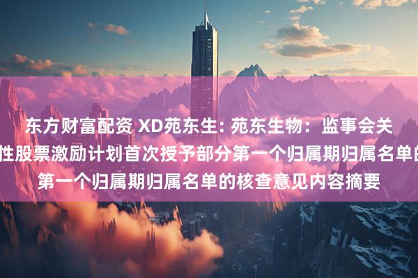 东方财富配资 XD苑东生: 苑东生物：监事会关于公司2024年限制性股票激励计划首次授予部分第一个归属期归属名单的核查意见内容摘要