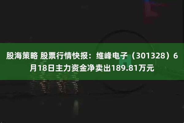 股海策略 股票行情快报：维峰电子（301328）6月18日主力资金净卖出189.81万元